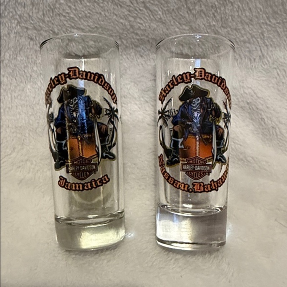Harley Davidson tall shot glasses - Bahamas & Jamaica
